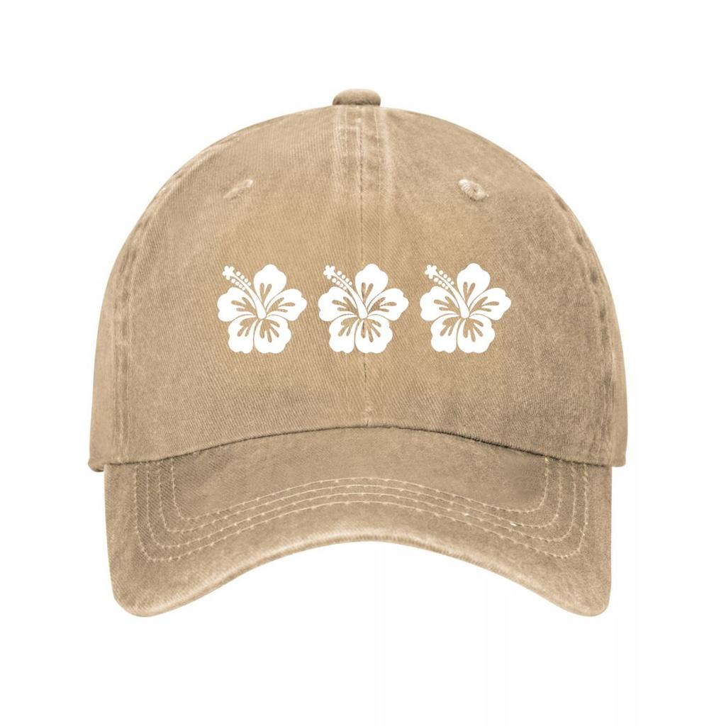Hibiscus Flower Cap New Vintage Washed Cotton Baseball Cap Parent Kids Sun Hats