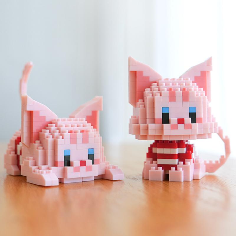 НОВЫЙ DIY милый кот, домашние животные, оранжевая кукла, серебряный постепенный слой, корова, строительные блоки, набор для девочек, кирпичи, модель фильма, детская игрушка для детей