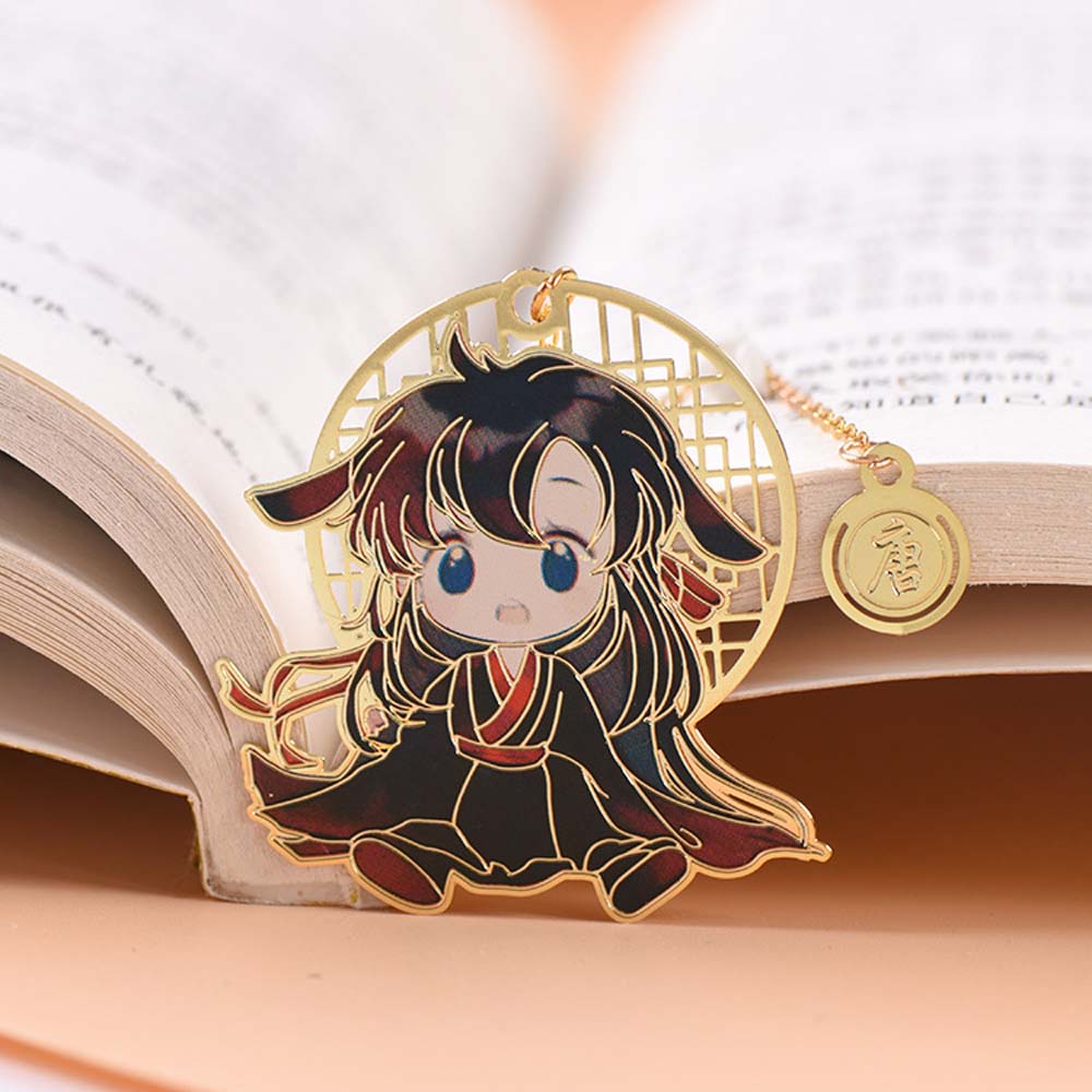 Hollow Pagination Mark Xie Lian Pendant Metal Tian Guan Ci Fu Book Markers Stationery Bookmark