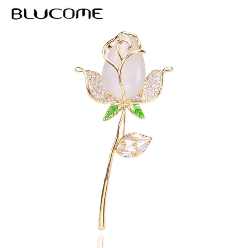 Blucome Gentle Rose Shape Brooch Female All-match Banquet Dress Corsage Accessories Elegant Pin Fashion Jewelry