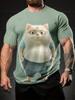 Модная и забавная мужская 3D-футболка с принтом животного-кошки, с коротким рукавом, круглым вырезом, оверсайз, повседневная одежда для мужчин и женщин