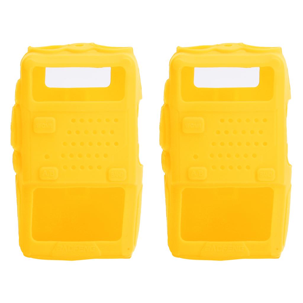 2PCS Mini Walky Talky Silicone Protective Soft Cover TwoWay Radio Protector for Baofeng UV5R(Yellow