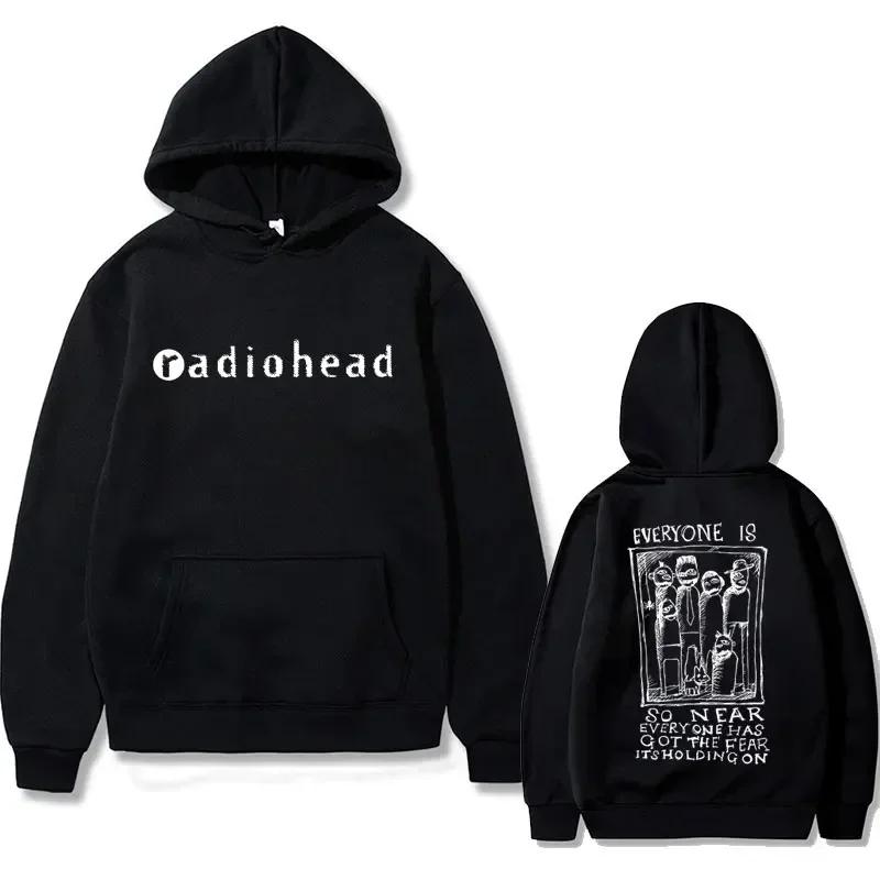 British Rock Band Radiohead's Printed Hoodie Men's Fashion Casual Retro Hoodie Gothic Streetwear