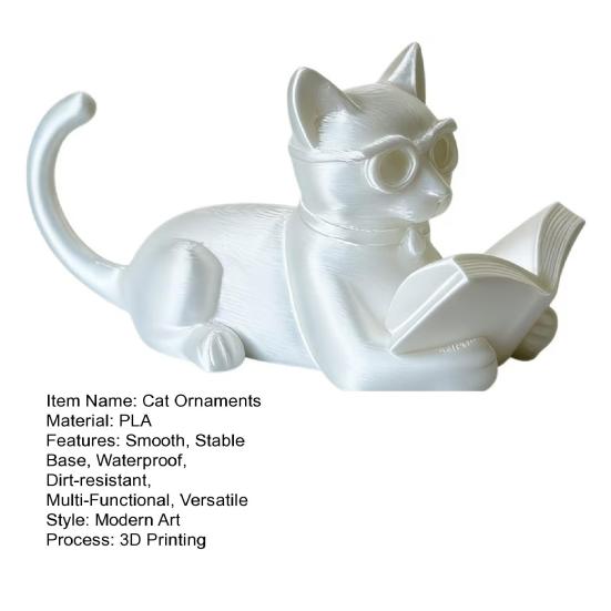 Оригинальное украшение «Читающий кот» от Yousheng, 3D-печатный настольный декор с очками и книгой, многофункциональная подставка для телефона, книжная подставка, экологичный декор для дома из ПЛА, подарок для