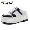 Fujin 8,5 см микрофибровая платформа танкетка удобные высококачественные дышащие весенние женские тапочки Bao Toe массивные кроссовки повседневная обувь
