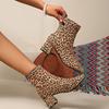 Женские ботильоны на массивном каблуке до щиколотки, Весна/Лето 2025, Универсальные Мартины на среднем каблуке, Большие размеры с леопардовым принтом, Идеальны для весны и осени