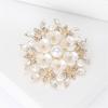 Fashionable Women's Pearls Flower Brooch With Gold or Silver Tone Finish Adds A Touch Of Elegance To Any Ensemble