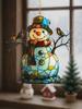Подвесное украшение на окно «Снеговик», Красочный снеговик в шляпе, шарфе и с птичкой, Акриловый праздничный декор для дома и рождественский подарок