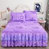 Skin-friendly Lace Bedspread 1pc Bed Skirt +2pcs Pillowcase Princess Double Layer Lace Bed Sheet Anti-slip Bed Cover