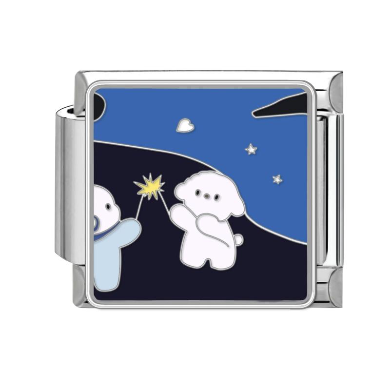 Мультяшные Милые Кошки Собаки Лапа Сердце Ночь Луна Цветы Итальянские Шармы-Звенья Подходят для Браслета из Нержавеющей Стали 9 мм Женщины DIY Изготовление Подарки