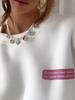 Women's Retro Embroidered Fleece-Lined Mid-Length Hoodie for Autumn/Winter