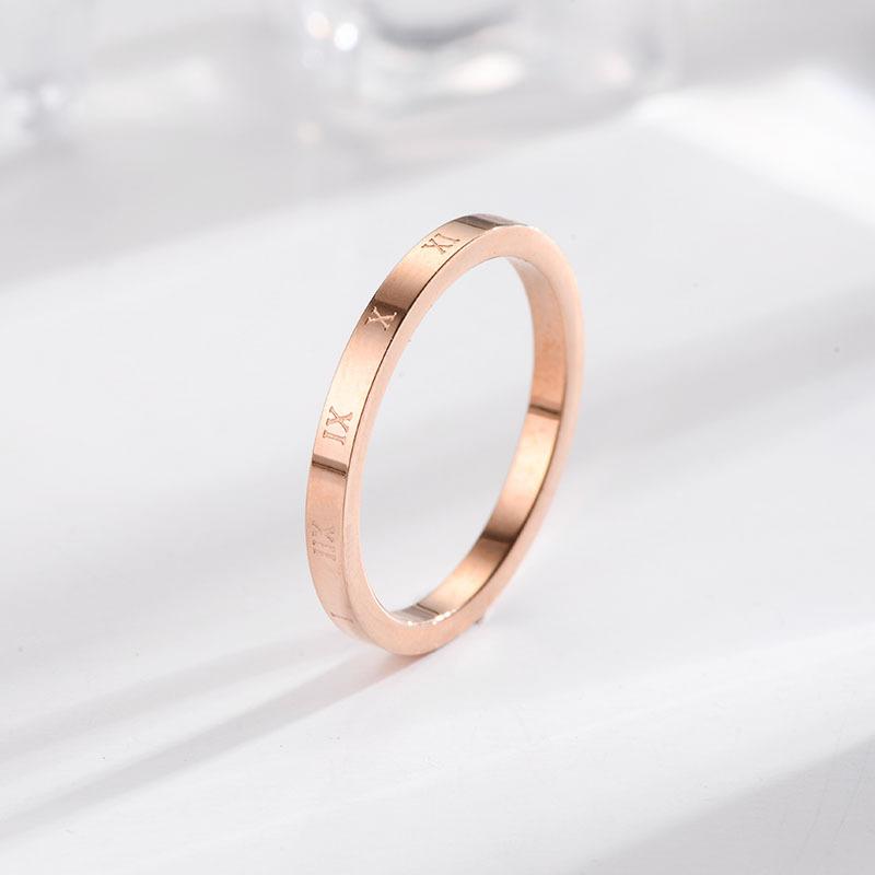 Japanese and Korean Roman Hoop Titanium Steel Ring Women's Korean Version of the Same Round Ring Trendy Jewelry