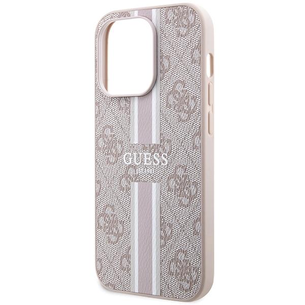 Etui do iPhone 15 Pro Guess MagSafe Printed Stripes Różowe
