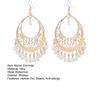 1 Pair Women Hook Vintage Hollow Ethnic Style Exaggerated Earrings Out Beads Waterdrop Shape