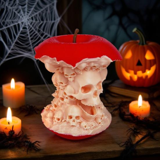 Статуя черепа с сердцевиной из фруктов на Хэллоуин, жуткая 3D-печатная фигурка черепа с фруктами для декора интерьера дома, гостиной, офисного стола