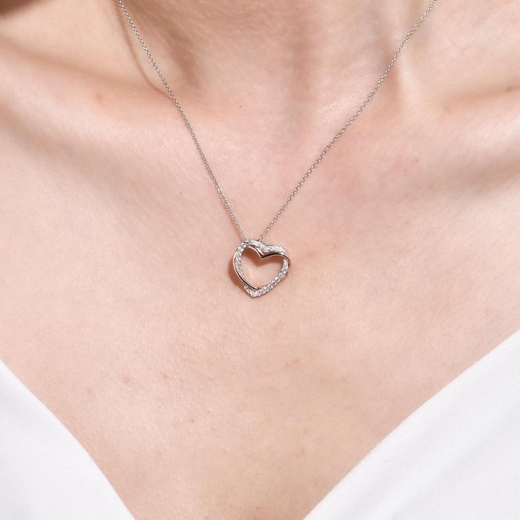 Immobird Double Heart Necklace for 5A Popular Gift for Jewelry That Expresses Love Women, Zirconia, Hypoallergenic, Women,