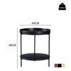 Coffee table with 2-tier tray design, round, solid wood & metal, in 3 colors: Ash Natural / Walnut / Black, combinable with side table (44x44x48 cm)