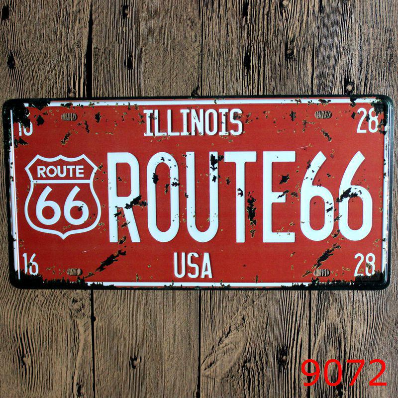 Жестяная табличка Route 66 для декора дома, спальни или бара