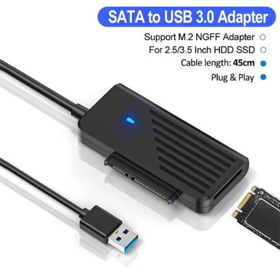 SATA To USB 3.0 Adapter Cable USB 3.0 2.0 To M.2 NGFF SATA Converter 5Gbps 2.5/3.5 Inch SSD HDD Hard Drive External Case for Laptop PC