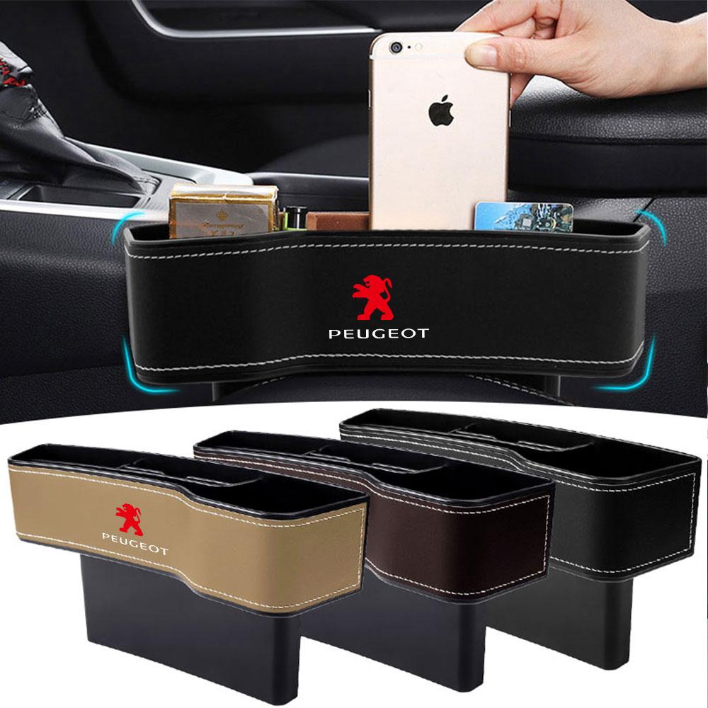 Leather Car Seat Gap Storage Box Slit Organizer Bag Valve Cap Holder Accessories For Peugeot 2008 3008 107 206 207 208 307 308