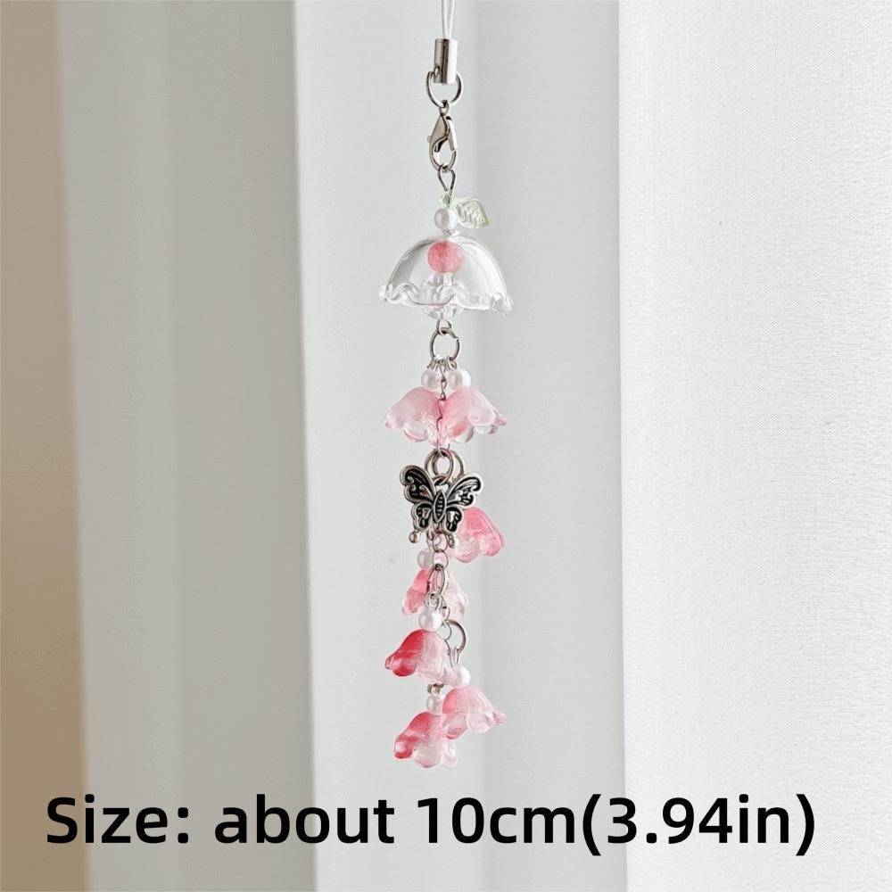 Kawaii Design Wind Chime Pendant Orchid Bell Style Bead Phone Lanyard Ornament Use