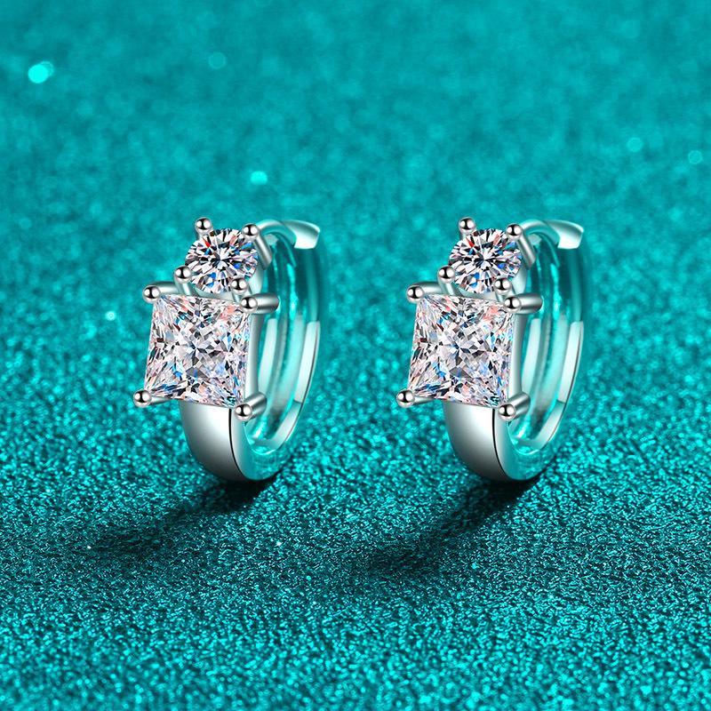 Серьги из стерлингового серебра 925 пробы с пряжкой для ушей, женские серьги с клыком принцессы из мосангстоуна, покрытые золотом Pt950, ювелирные изделия для ушей