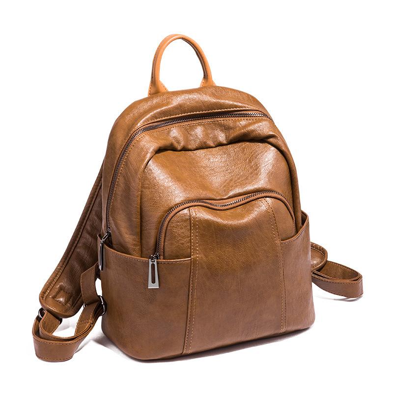 Fashionable Backpack for Women New Spring Korean Version Easy To Match Large Capacity Soft Leather Student Backpack Travel Bag