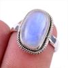Natural Rainbow Moonstone Gemstone 925 Solid Sterling Silver Ring Size 6 I2D14