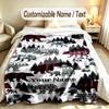 Bear Panda Theme Soft Blanket Personalized Custom Name Text Print Warm Blanket Home Sofa Bedroom Decor