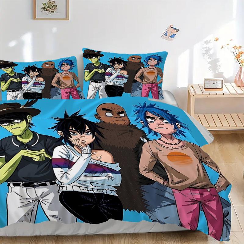 Gorillaz Band Portrait Print 3Pcs Bedding Setduvet Cover With 2 Bedropillowcase Home Birthday Gift