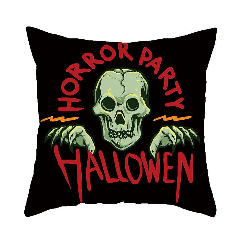 New Halloween Decorative Pillow Pillow Cover Black Skull Letters Bedside Cushion Pillow Cover