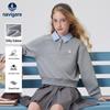 Осенний топ с воротником-поло и длинным рукавом для девочек