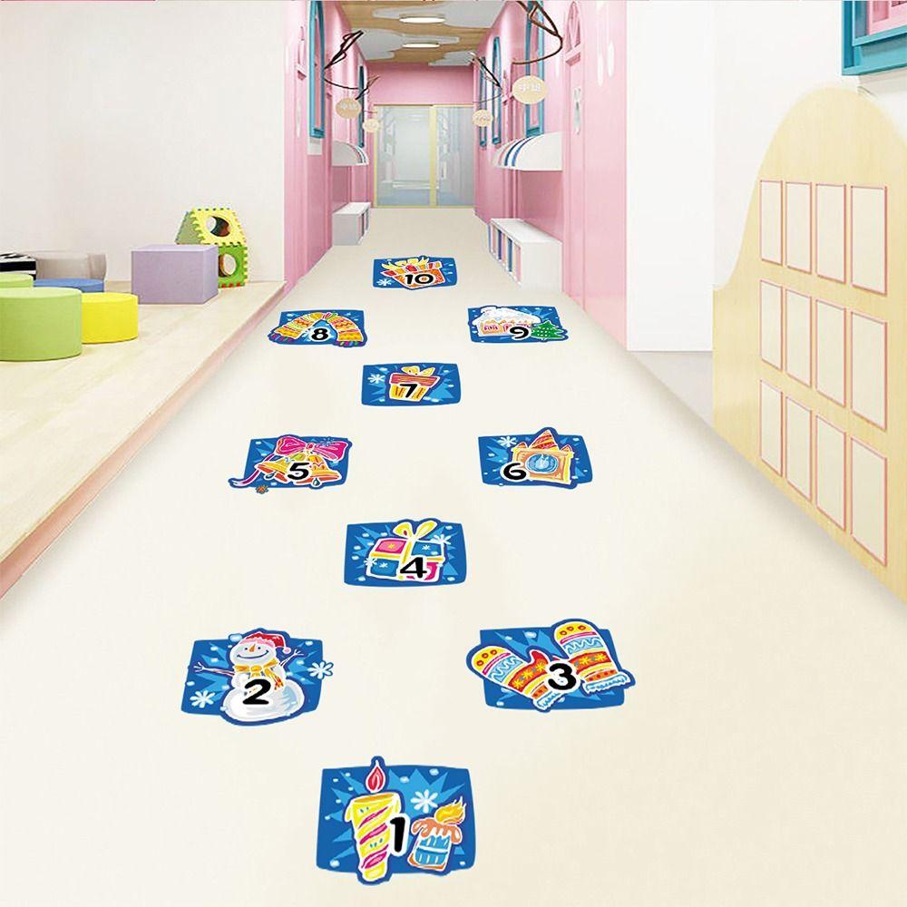 PVC Cartoon Number Grids Multicolor Flooring Decals NEW Wall Art Gift