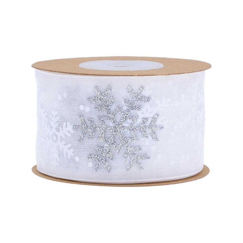 Рождественская полиэстеровая лента праздничное украшение лента со снежинками сезонная лента для упаковки подарков и украшения елки