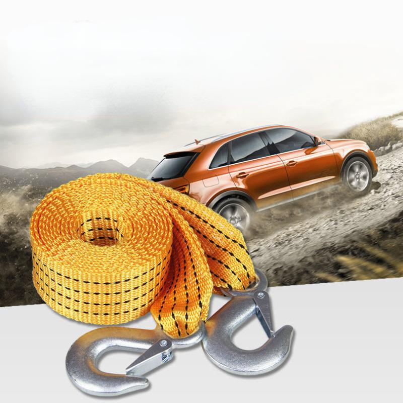Car Trailer Rope Rescue Rope Eagle Hook Traction Rope Strong Thickening and Durable 4 Meters Double-layer Trailer Belt
