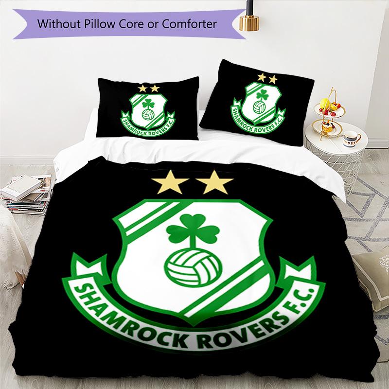 Shamrock Rovers Pattern Bedding,Quilt Set Quilt Cover Pillowcase Home Birthday Gift (1*duvet cover+2*pillowcase,without core)