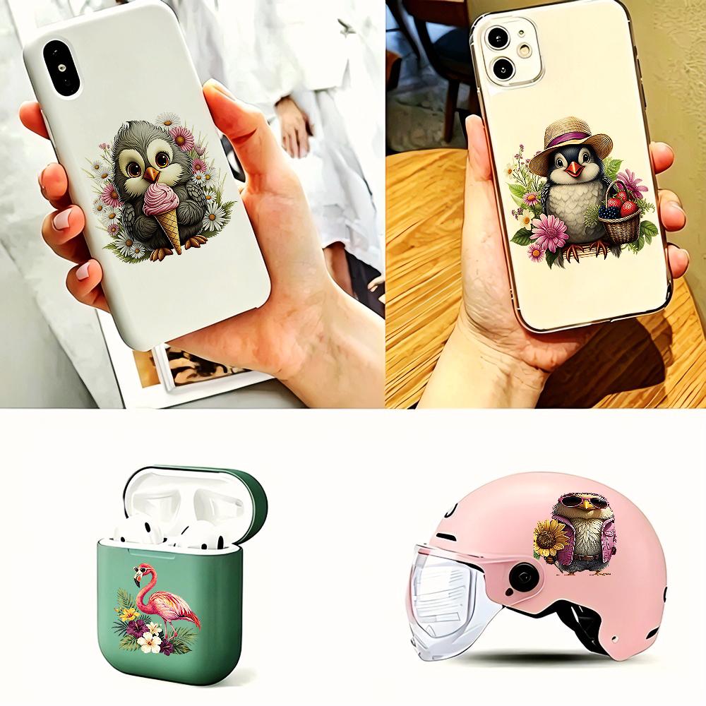 6PCS Cute Tropical Bird UV DTF Crystal Label Stickers Summer Jungle Flamingo Transfers Stickers for Glass Cups Bottles DIY Craft
