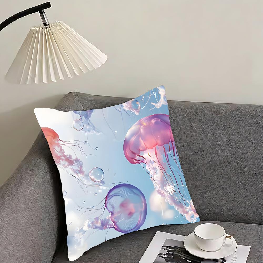 Jellyfish Fashion Cushion Cover Pillowcase Ultra Soft Skin Friendly Fabric Cloud Like Comfort Concealed Zipper