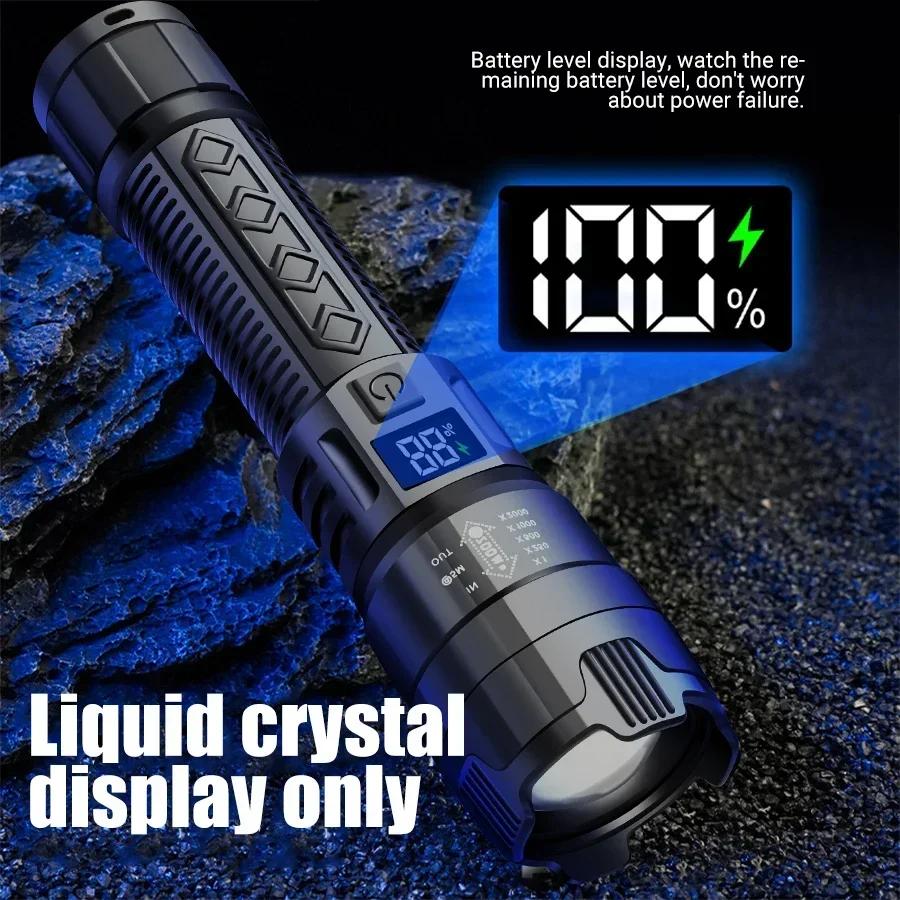 High Power Led Flashlights Very Strong Tactical TorchMultiple Modes Rechargeable Camping Fishing Emergency Zoom Lantern