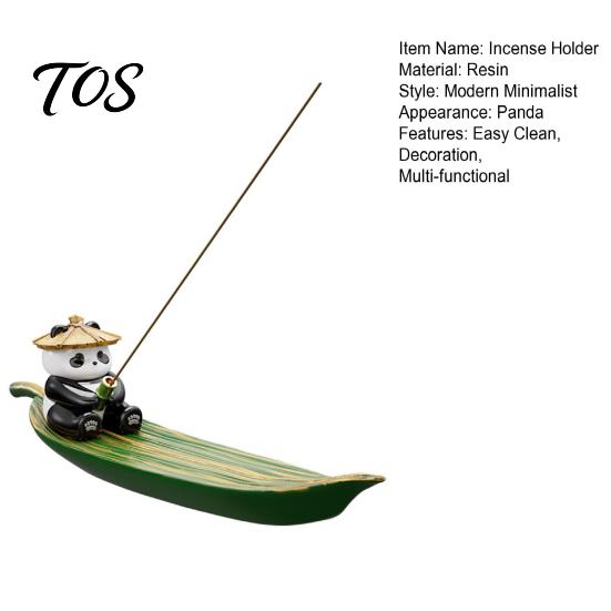 Yoga Incense Burner Fishing Panda Stick Holder, Leaf Boat Burner, Hand Painted Holder Ash Tray for Meditation Spa Room Decoration Sticks