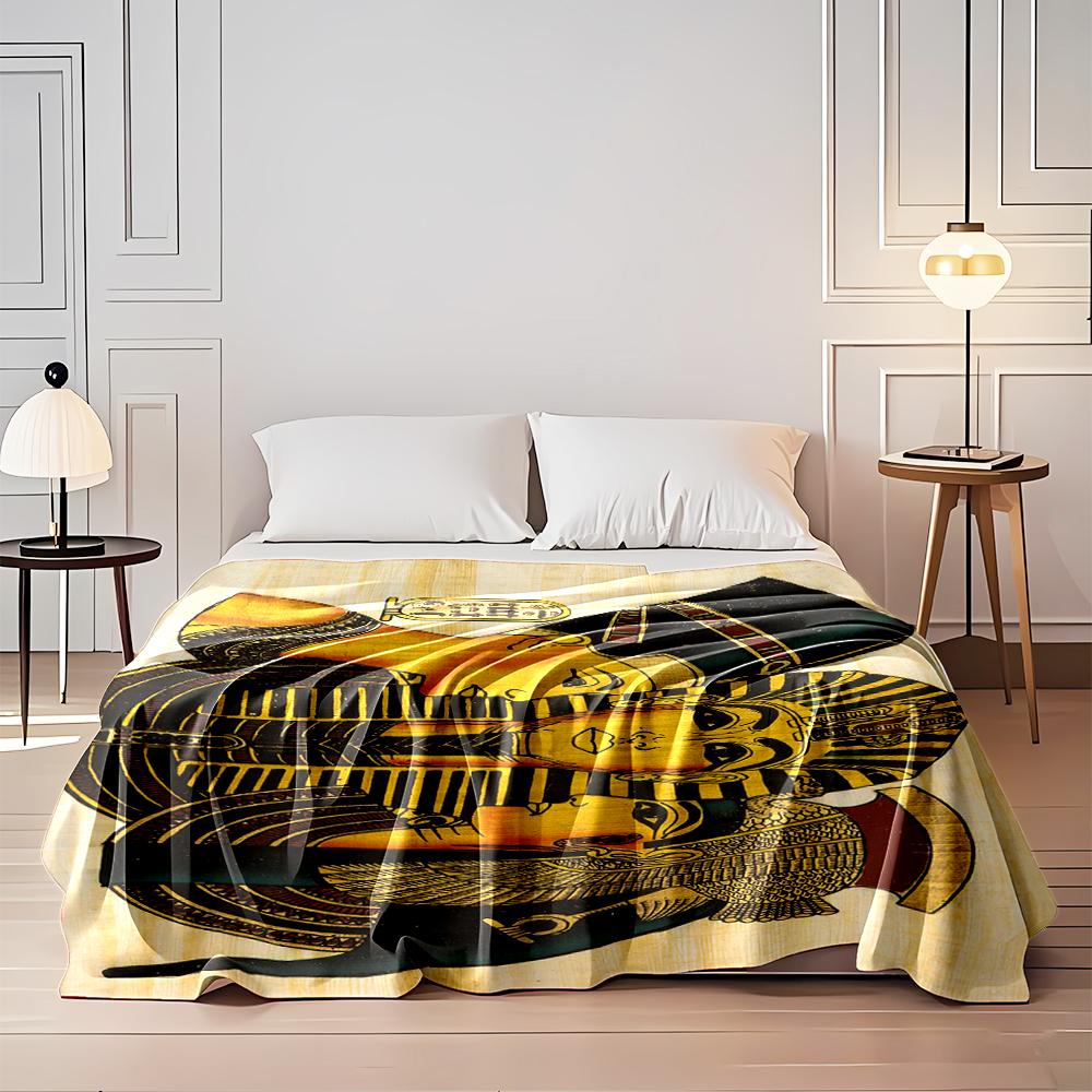 Ancient Egyptian Pharaoh and Queens Print Flannel blanket for bedroom, living room, sofa, and nap sofas.