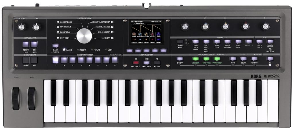 KORG Synthesizer microKORG 2 Analog Keys Modeling/Vocoder/Compact/Color Display/Battery Operated/37 MK-2