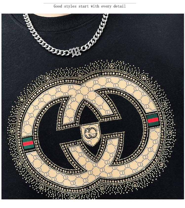 Европейская осенне-зимняя мужская флисовая толстовка высокого класса: Стильный пуловер с длинным рукавом и дизайном из горячих страз