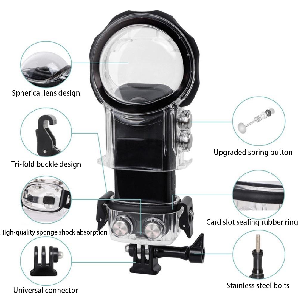 Dive Case for insta360 one X3 Waterproof Housing Cover for Insta360 one X3 Invisible Diving Case Underwater 40M Dive Shell