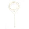 SHIXIN Fashion Luxury Crystal Chain Tassel Pendant Necklace for Women New Metal Knot Snake Bone Chain Layered Necklace Jewelry