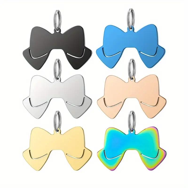 Double Side Personalized Name Bow Dog Pendant Bow Tie Pet Collar Accessories Cat Dog Tag Puppy ID Customized Anti-lost Name Tag 7
