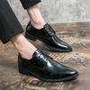 2025 men's casual large size 48 gradual change of color fashion pointed glossy business dress leathershoes