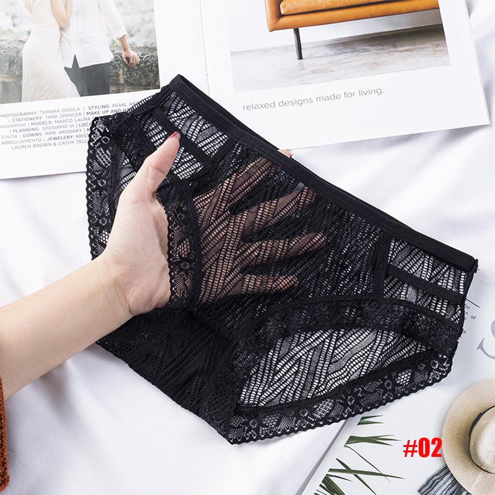 Seamless Fashion Hoolow Transparent Low waist Mesh Lingerie Sexy Briefs Lace Panties