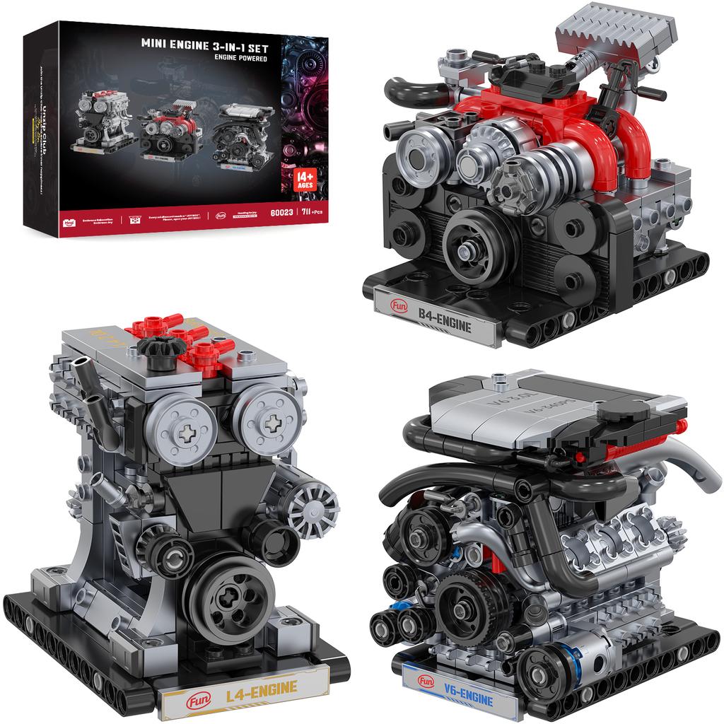 711Pcs Sports Car Engine 3-In-1 Building Blocks Toys Set, Creative Home Decor, Engine Model Assembly Toy, Kids Birthday Gift
