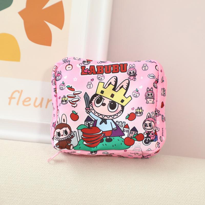 Cartoon Multi-color Canvas Women's Sanitary Napkin Storage Bag, Aunt Handkerchief Bag, Sanitary Cotton Storage Bag
